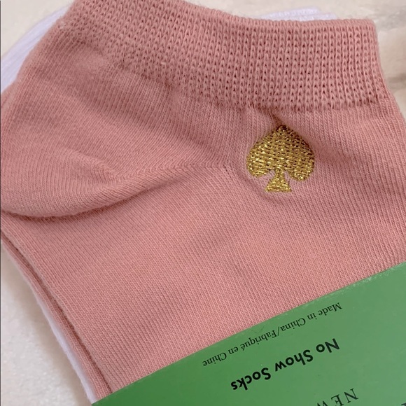 Kate Spade No Show Socks Blush Pink White 3 pairs One size - Picture 4 of 6
